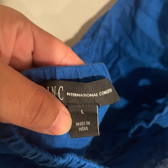 Inc royal blue linen‎ tank top blouse size Large - Picture 4 of 5